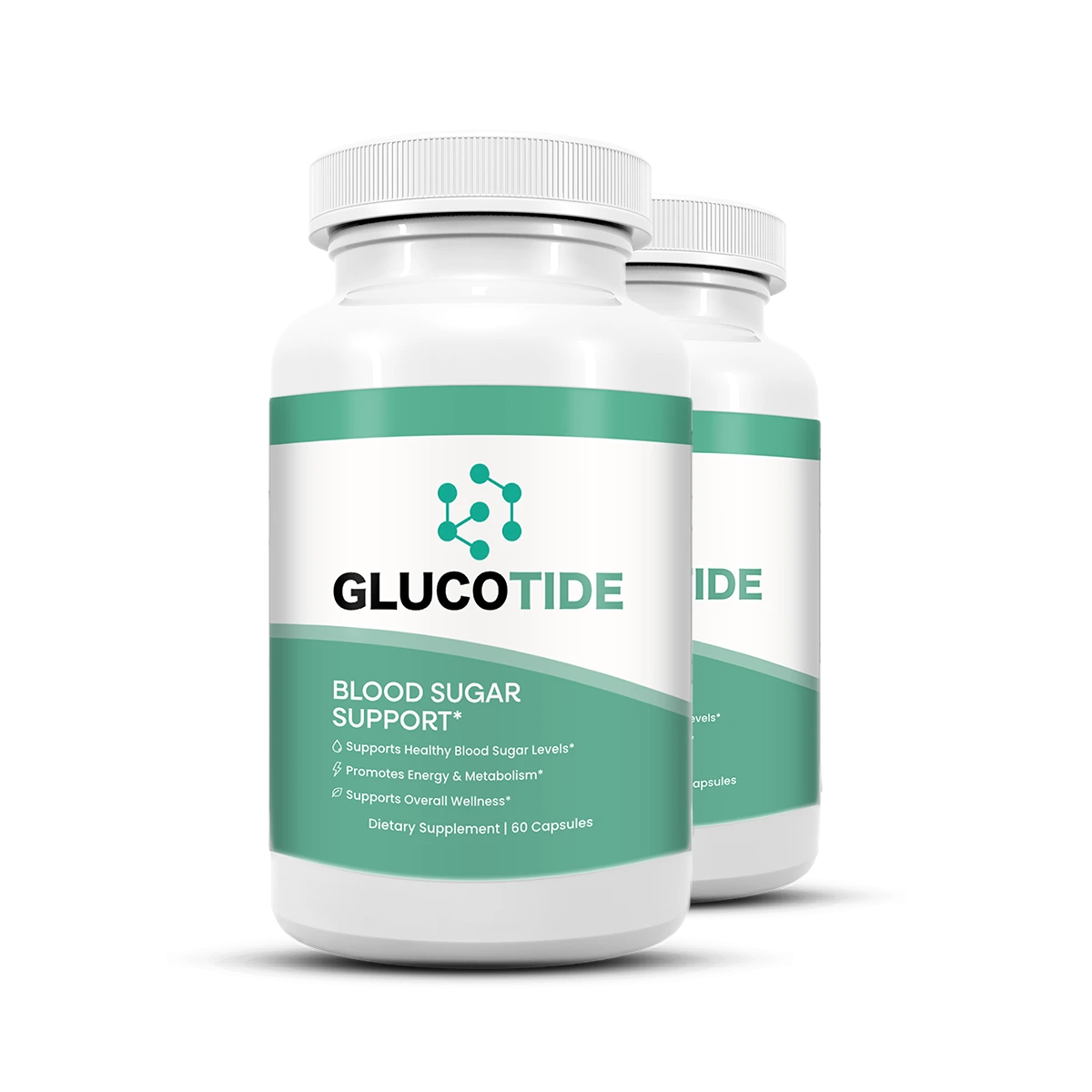 GlucoTide bottle — official product packaging